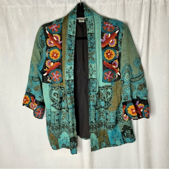 Soft Surroundings Istanbul Turquoise Tapestry Embroidered Jacket Kimono - Picture 12 of 12